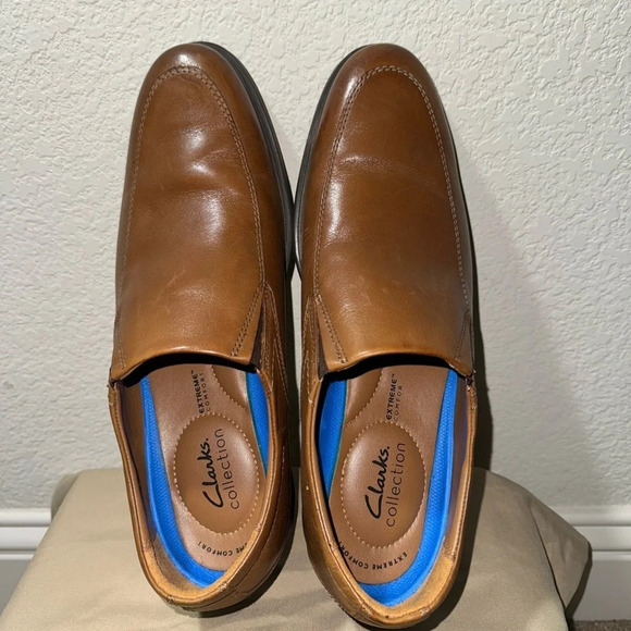 CLARKS Men’s Whiddon Step Dark Tan
Leather Slip-on Loafer 9.5M main image 4